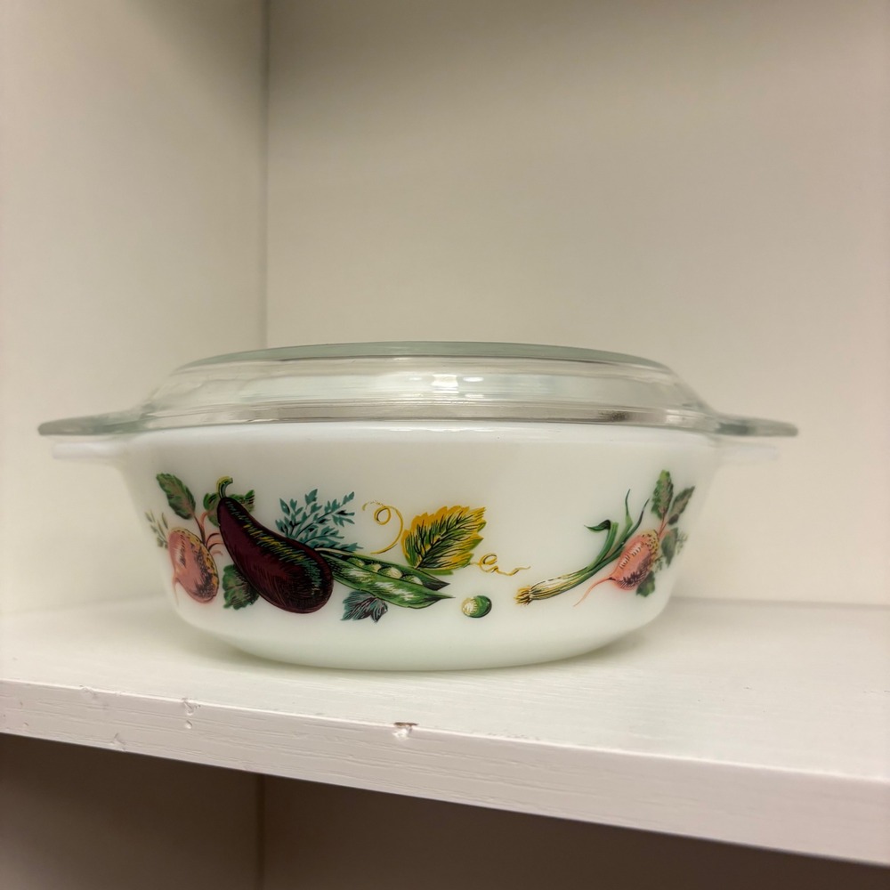 VTG JAJ Pyrex Market Garden Casserole Dish with Lid 505 Made in England as is